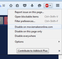 Stäng av AdBlock Plus för moviemakeronline.com i Firefox